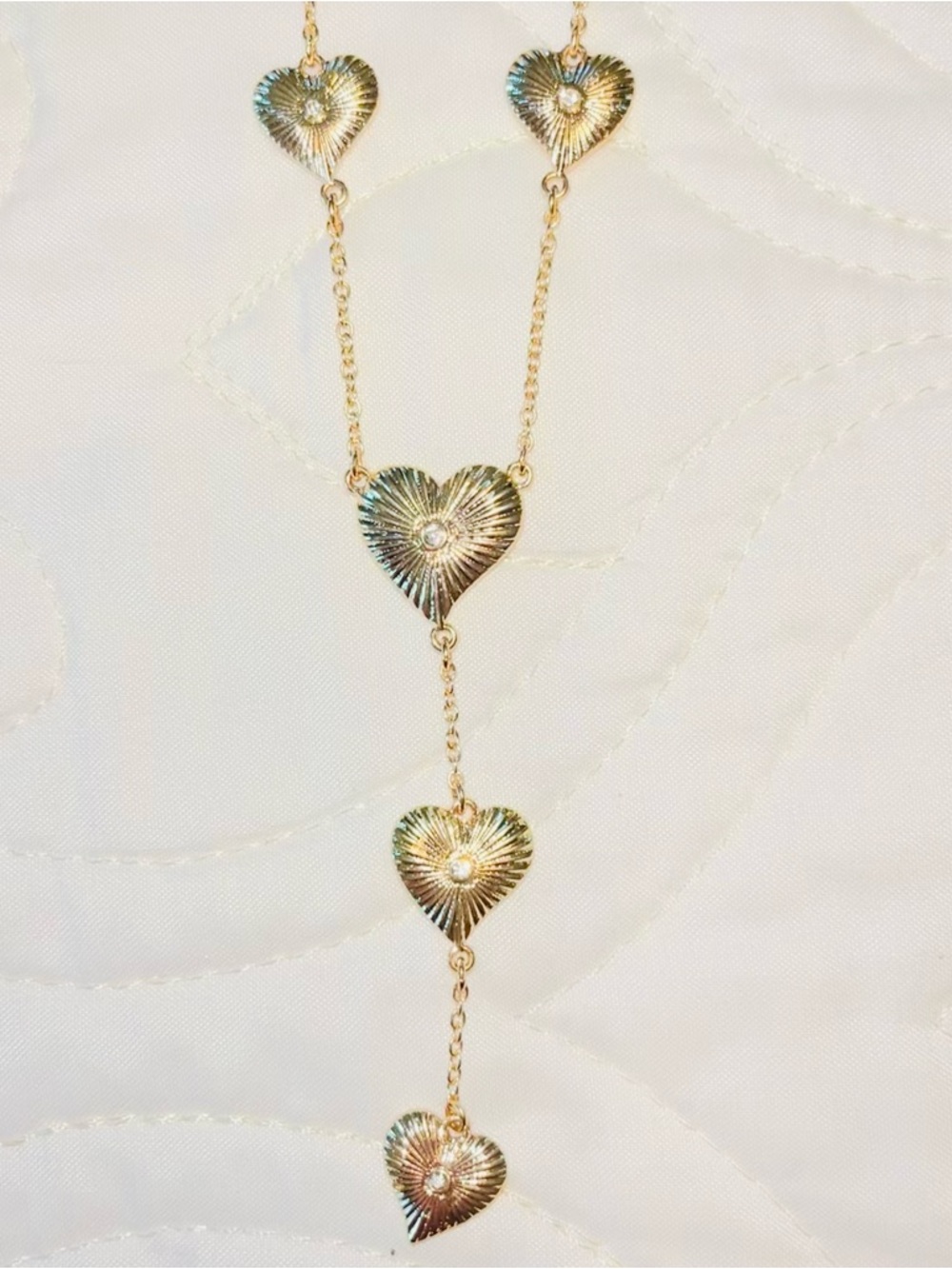NEW Never Worn! SUGARFIX Gold Heart Necklace and Gold Hoop Earrings with Charms - Picture 5 of 6